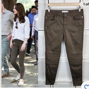 Zara Khaki Biker Skinny Jeans ASO Kate Middleton Royalty Size US 4